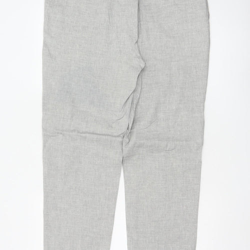 Marks and Spencer Mens Grey Linen Blend Tailored Chino Trousers 36W 36L