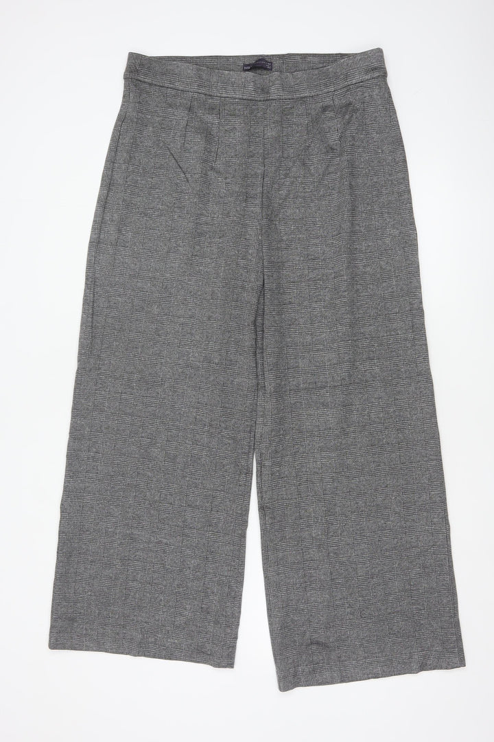 Marks and Spencer Women Grey Mix Size 16 Wide-Leg Trousers