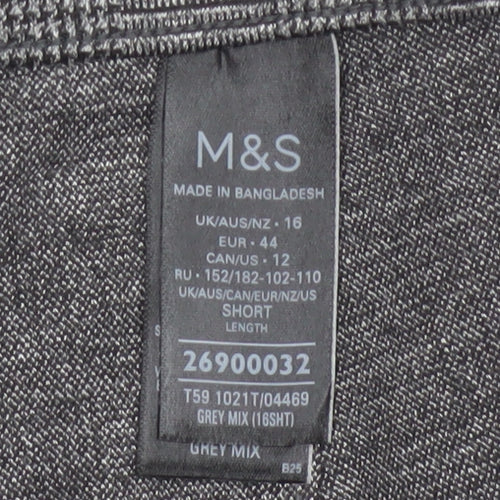 Marks and Spencer Women Grey Mix Size 16 Wide-Leg Trousers
