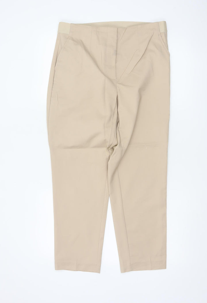 Marks and Spencer Women Beige Chino Trousers Size 14 Short