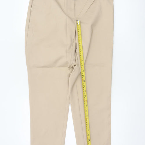 Marks and Spencer Women Beige Chino Trousers Size 14 Short