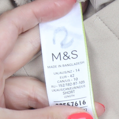 Marks and Spencer Women Beige Chino Trousers Size 14 Short