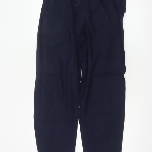 Marks and Spencer Womens Blue Linen Blend Drawstring Trousers Size 14