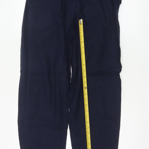 Marks and Spencer Womens Blue Linen Blend Drawstring Trousers Size 14