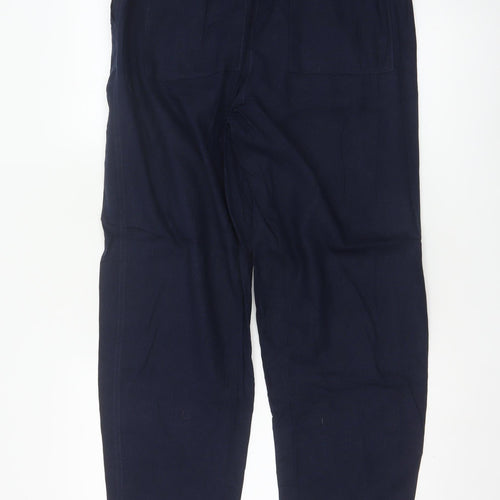 Marks and Spencer Womens Blue Linen Blend Drawstring Trousers Size 14