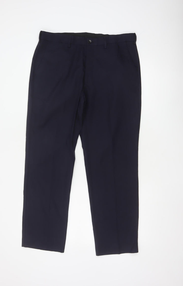 Marks and Spencer Men's Black Regular Fit Dress Trousers 34W 29L