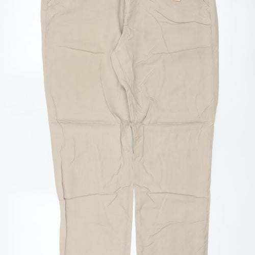 Zara Women’s Beige Lyocell Chino Trousers Size 8 Belted Lightweight