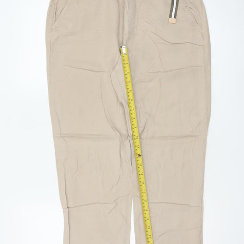 Zara Women’s Beige Lyocell Chino Trousers Size 8 Belted Lightweight