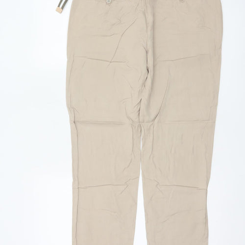 Zara Women’s Beige Lyocell Chino Trousers Size 8 Belted Lightweight