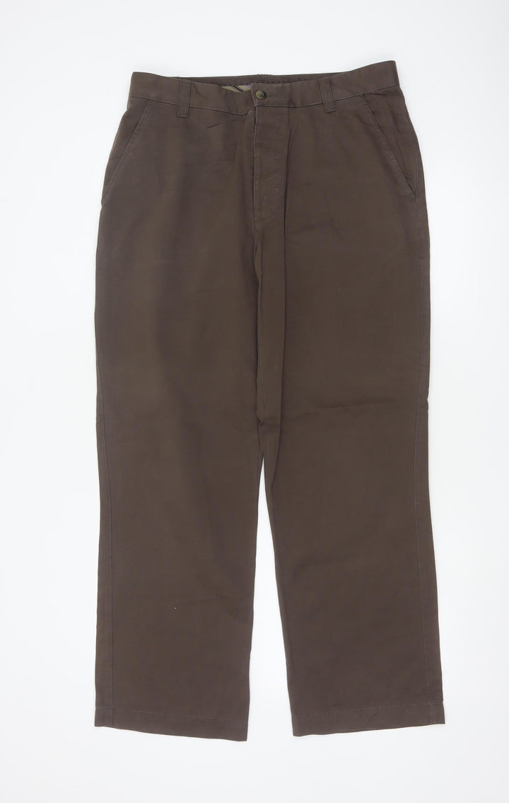 Marks and Spencer Blue Harbour Men's Brown 34x29 Chino Trousers