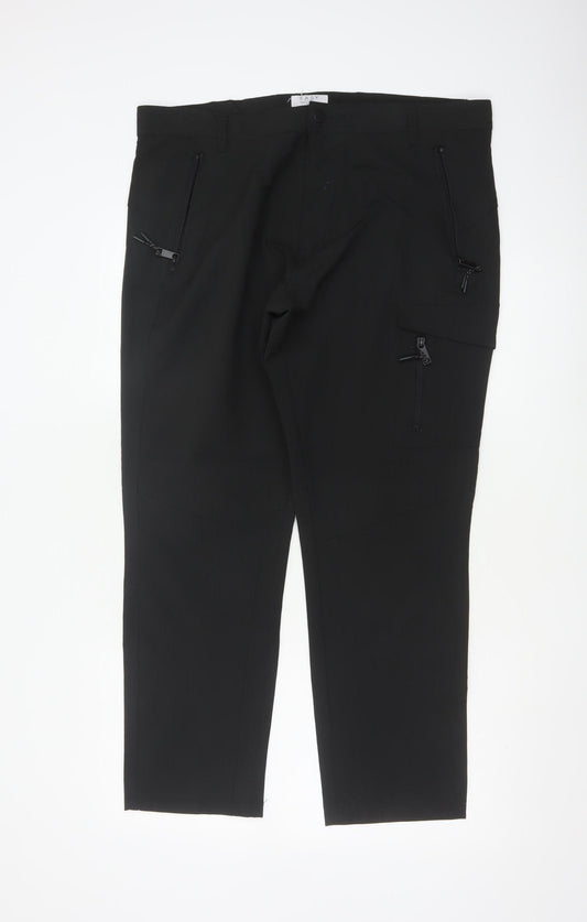 EASY Men's Black 36S Tapered Fit Cargo Trousers
