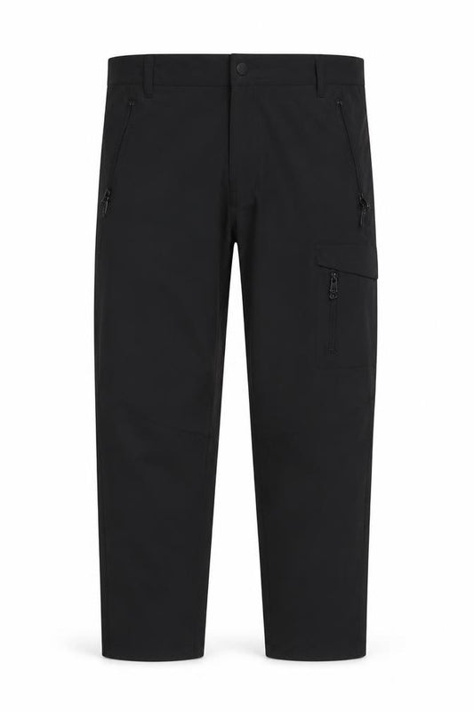 Front view of Easy Men's Black 36S Tapered Fit Cargo Trousers