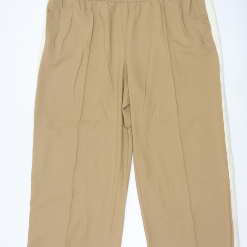 Marks and Spencer Women Beige Cropped Elastic Waist Trousers Size 24 Short
