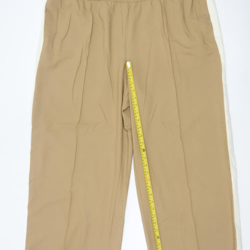 Marks and Spencer Women Beige Cropped Elastic Waist Trousers Size 24 Short