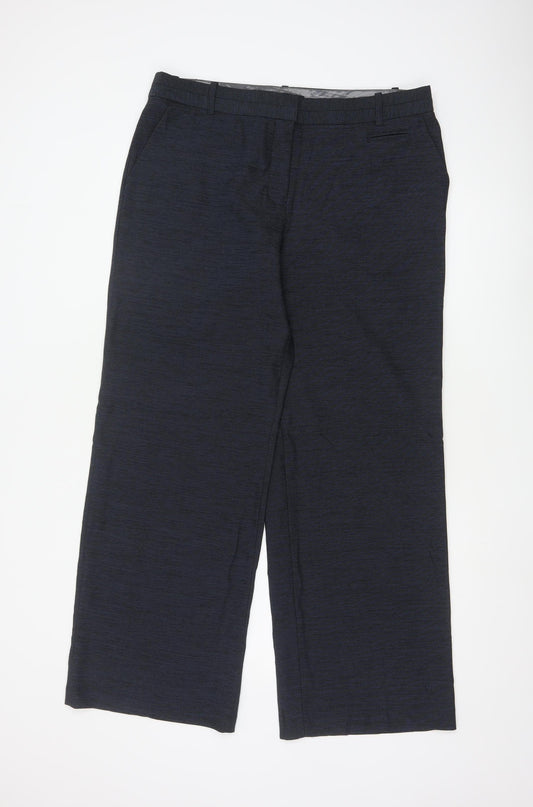 Next Women's Black Size 16R Wide-Leg Trousers Polyester Blend
