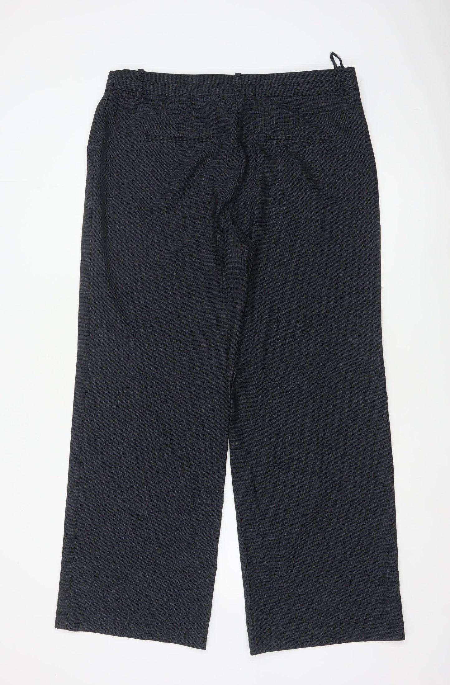 Next Women's Black Size 16R Wide-Leg Trousers Polyester Blend
