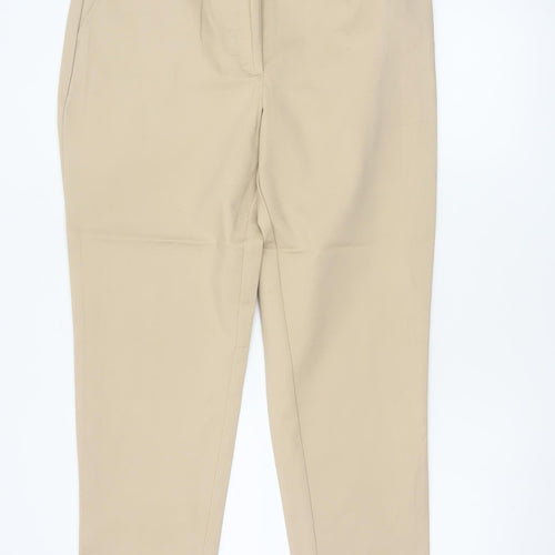 Marks and Spencer Women Beige Cotton Blend Chino Trousers Size 16