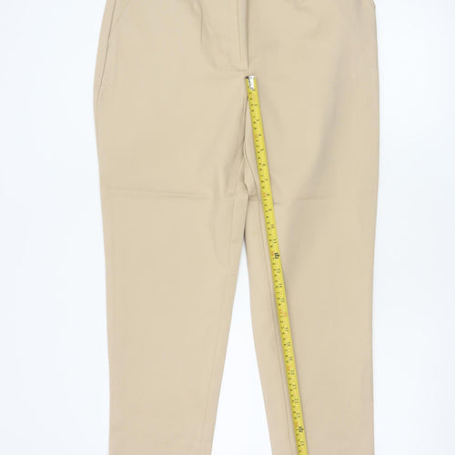 Marks and Spencer Women Beige Cotton Blend Chino Trousers Size 16