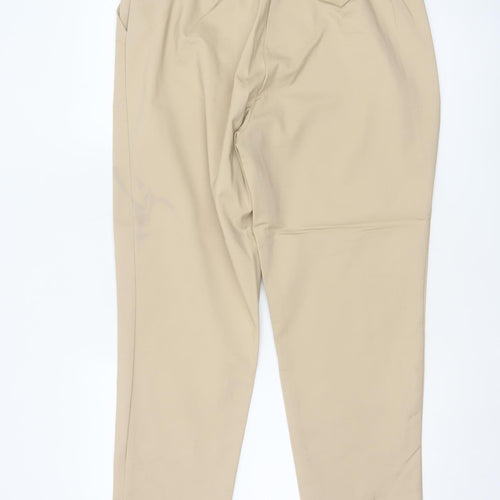 Marks and Spencer Women Beige Cotton Blend Chino Trousers Size 16