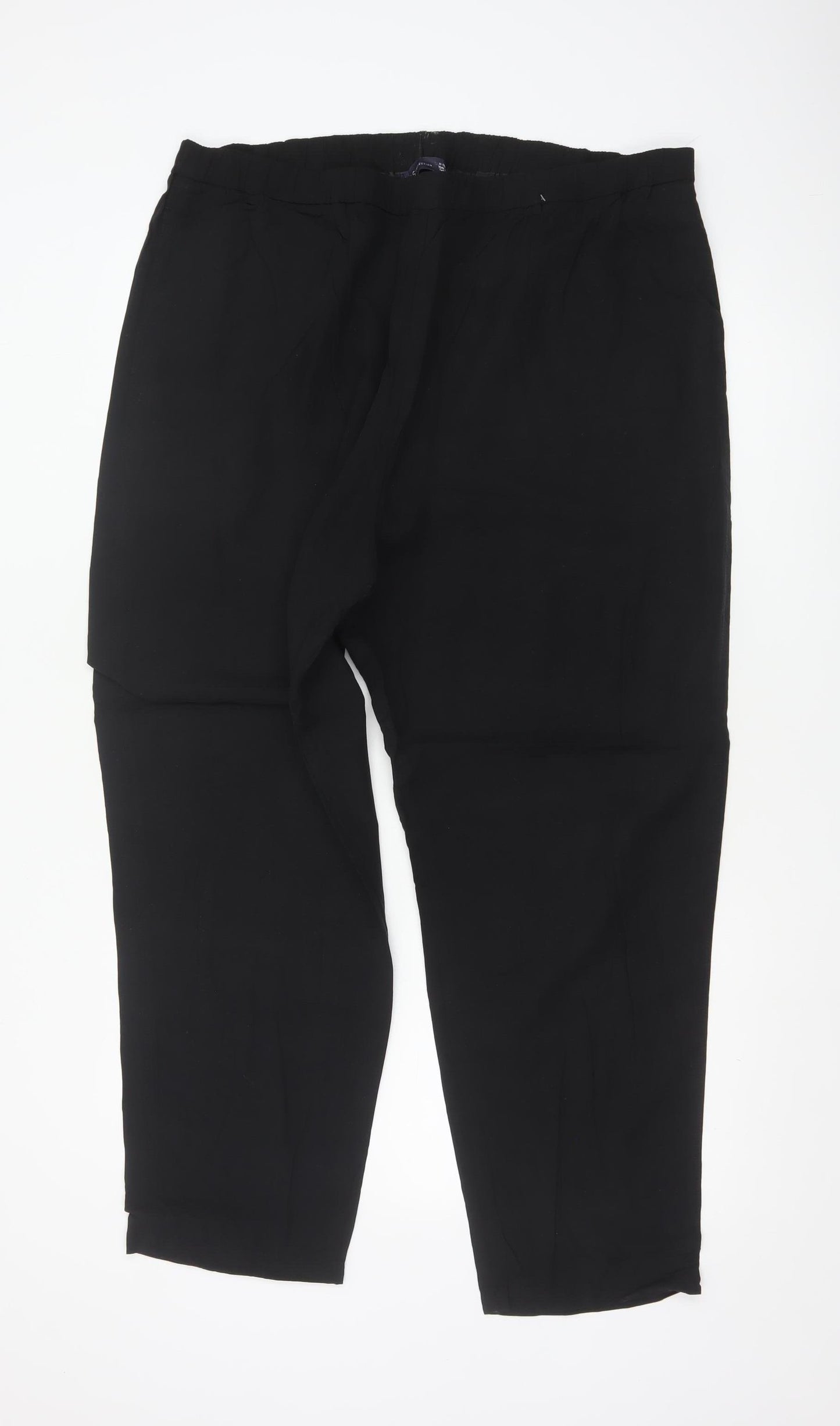 Marks and Spencer Women Black Size 18 Regular Lyocell Cotton Trousers