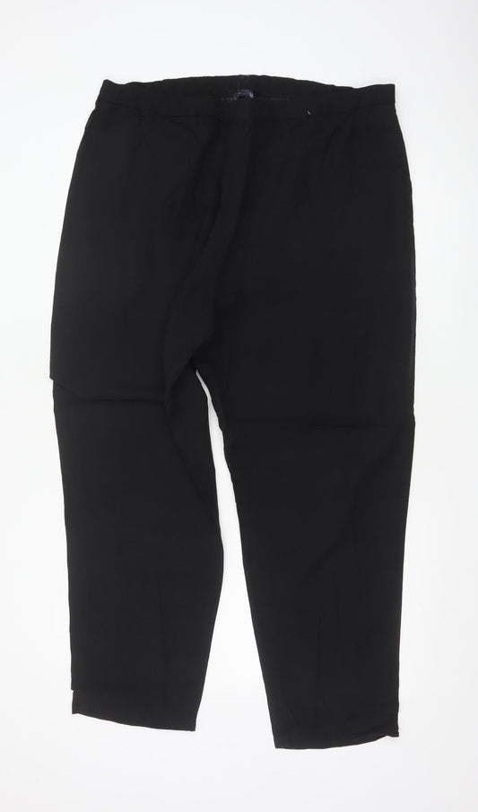 Marks and Spencer Women Black Size 18 Regular Lyocell Cotton Trousers