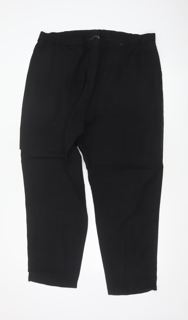 Marks and Spencer Women Black Size 18 Regular Lyocell Cotton Trousers