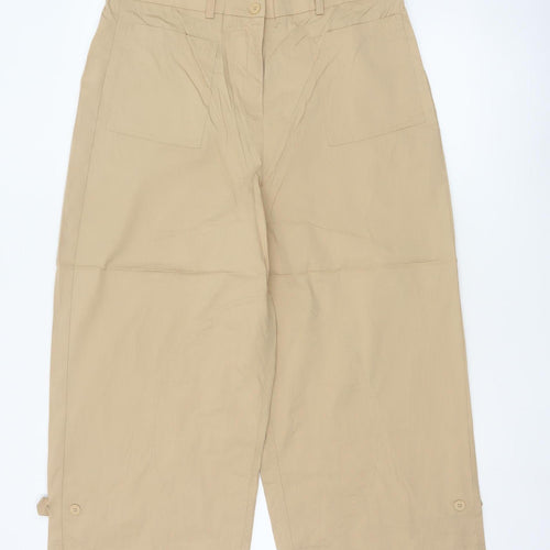 DKNY Womens Beige Capri Trousers M Lightweight Cotton Blend