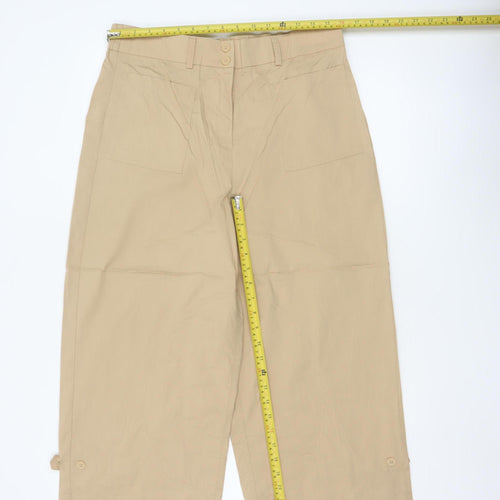 DKNY Womens Beige Capri Trousers M Lightweight Cotton Blend