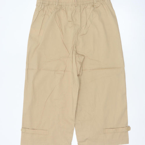 DKNY Womens Beige Capri Trousers M Lightweight Cotton Blend