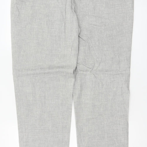 Marks and Spencer Men's Grey Linen Blend Tailored Trousers 38R