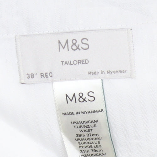 Marks and Spencer Men's Grey Linen Blend Tailored Trousers 38R