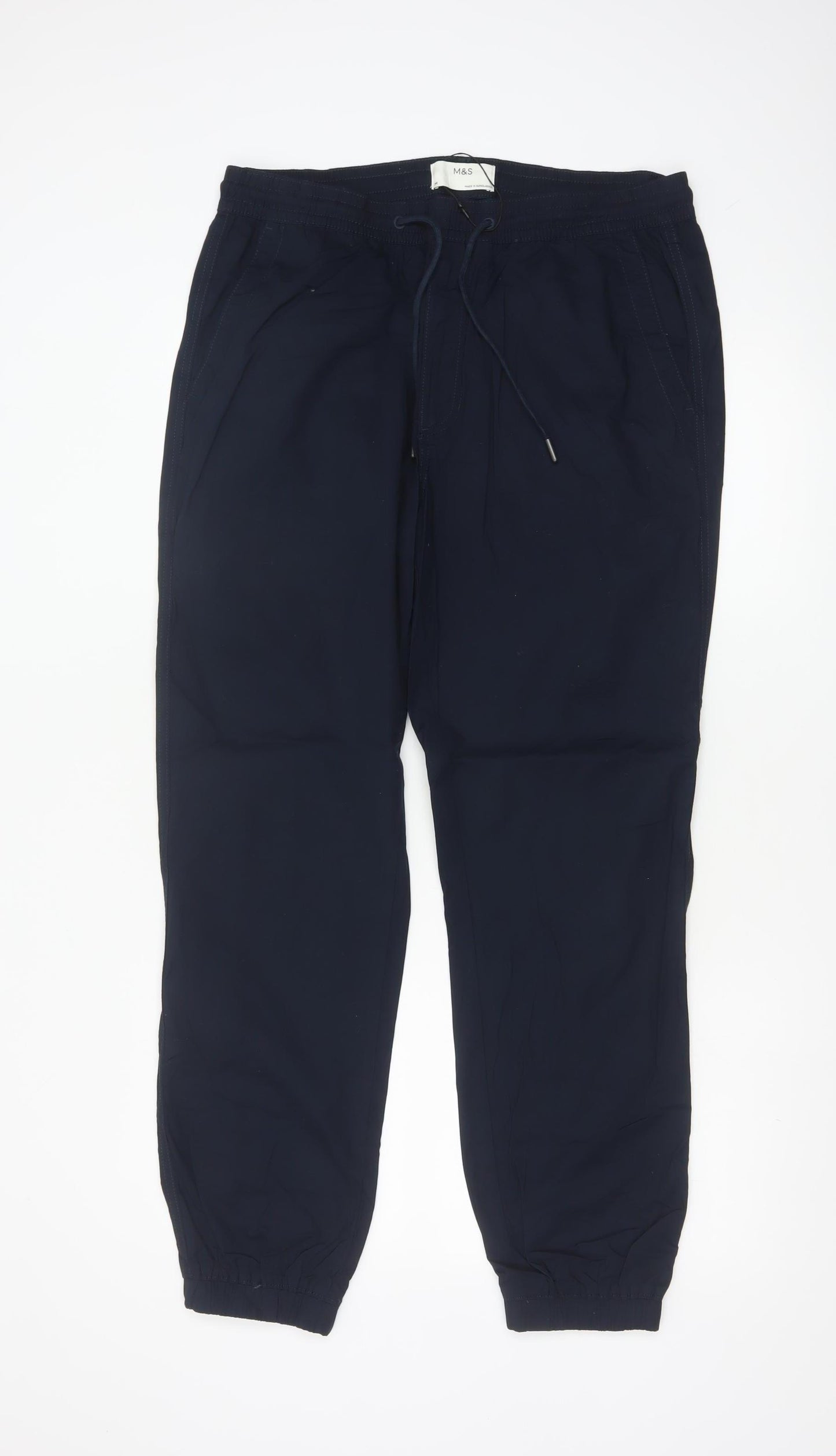 Marks and Spencer Men's Blue Cotton Jogger Trousers M