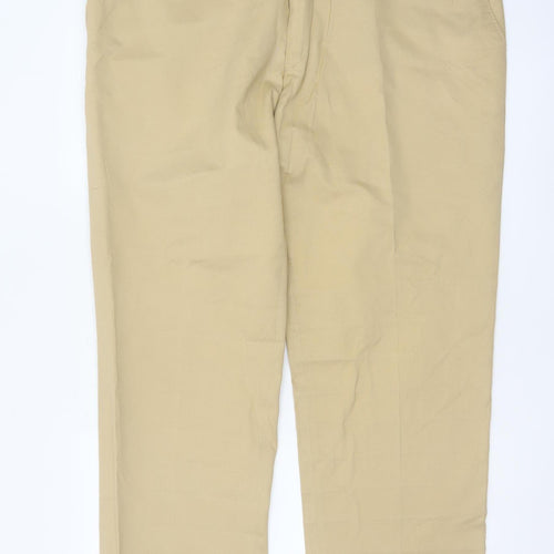 Jaeger Men's Beige Cotton Chino Trousers 40R Straight Leg