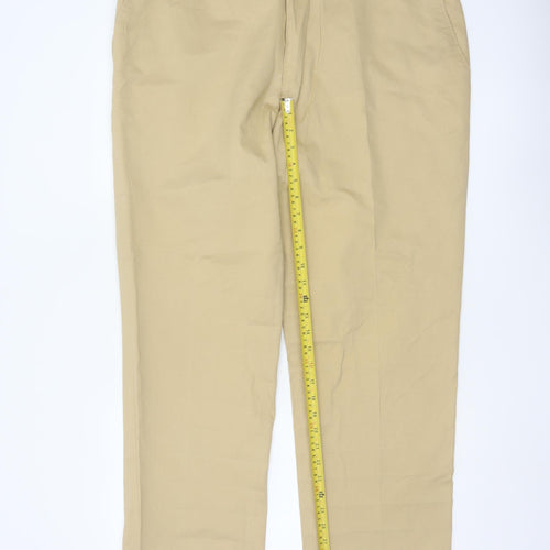 Jaeger Men's Beige Cotton Chino Trousers 40R Straight Leg