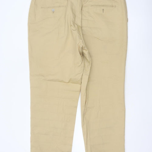 Jaeger Men's Beige Cotton Chino Trousers 40R Straight Leg