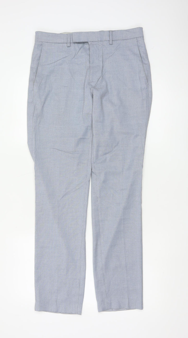 Marks and Spencer Mens Grey Slim Fit Chino Trousers 30W 31L