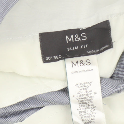 Marks and Spencer Mens Grey Slim Fit Chino Trousers 30W 31L