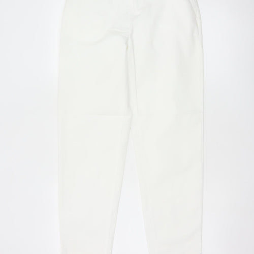 Marks and Spencer Women White Size 8 Chino Trousers Cotton Blend
