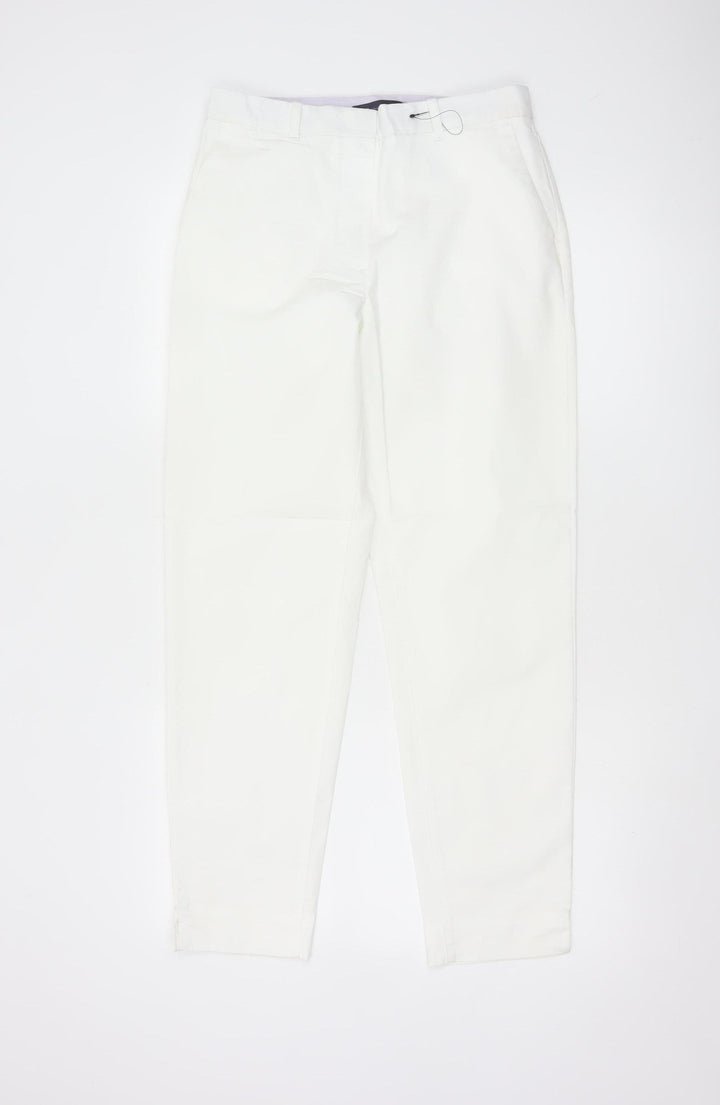 Marks and Spencer Women White Size 8 Chino Trousers Cotton Blend