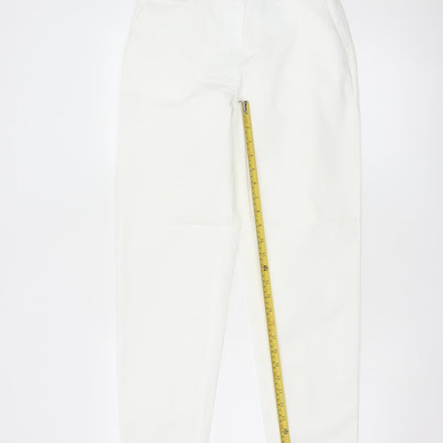 Marks and Spencer Women White Size 8 Chino Trousers Cotton Blend