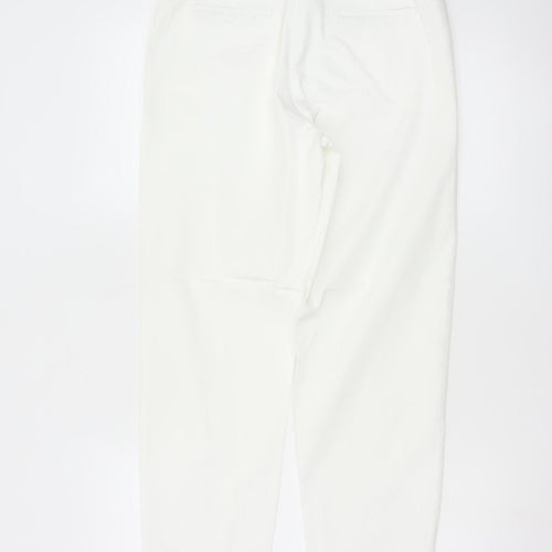 Marks and Spencer Women White Size 8 Chino Trousers Cotton Blend