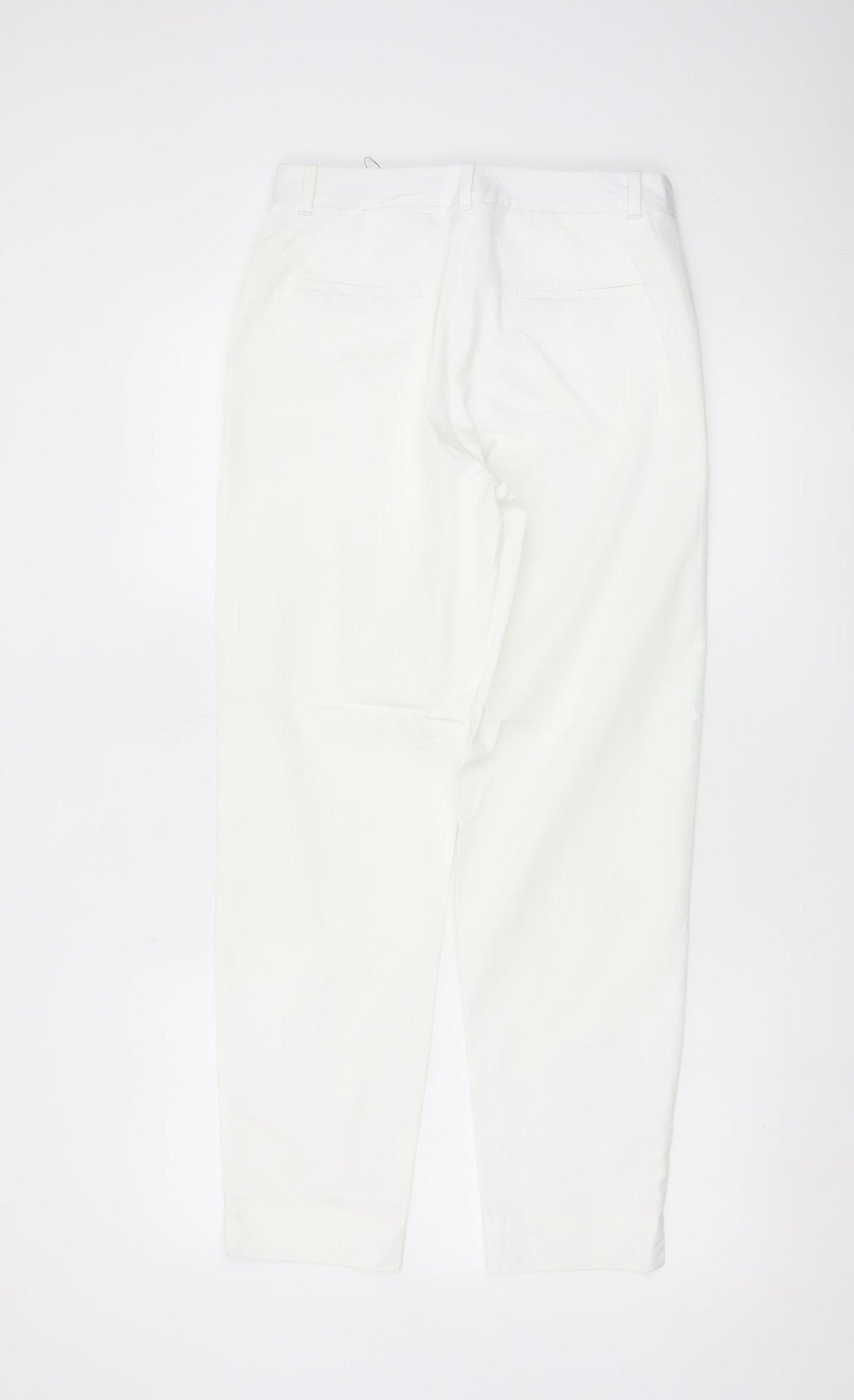 Marks and Spencer Women White Size 8 Chino Trousers Cotton Blend
