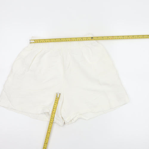 H&M Women’s Ivory Linen Blend Elastic Waist Casual Shorts Size 8