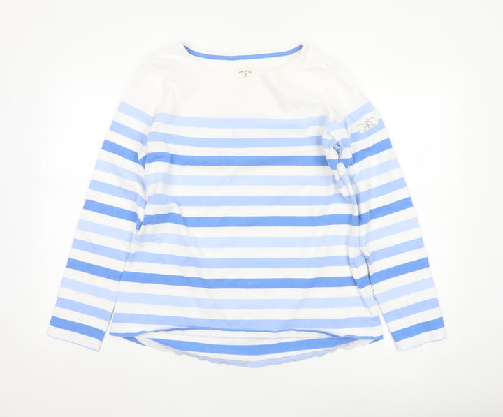 Joules Women’s Blue Striped Long Sleeve Cotton Nautical Top UK 14