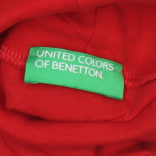 United Colors of Benetton Women Red Cotton Roll Neck Top Size S