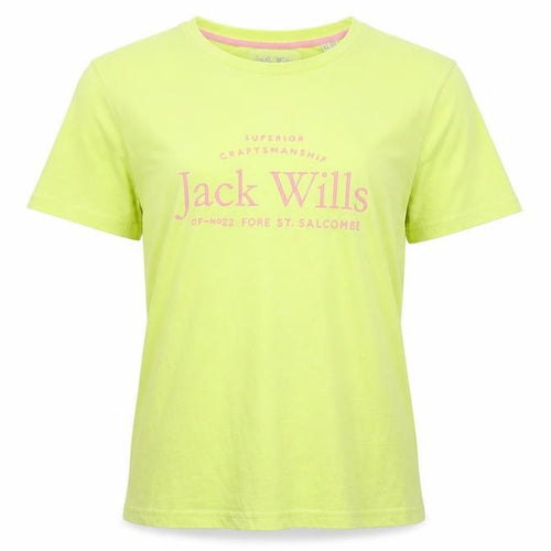 Jack Wills Women's Yellow Basic T-Shirt Size 12 Short Sleeve Cotton Blend