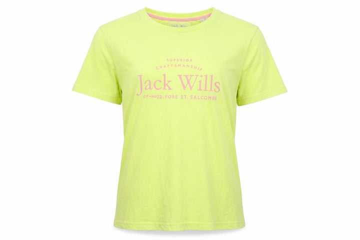 Jack Wills Women's Yellow Basic T-Shirt Size 12 Short Sleeve Cotton Blend