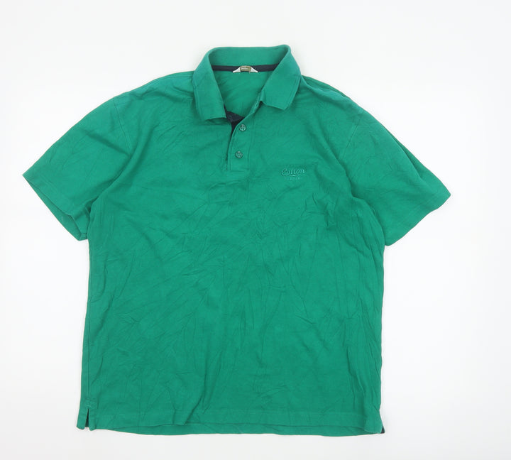 Cotton Traders Men's Green Short Sleeve Polo Shirt Size M