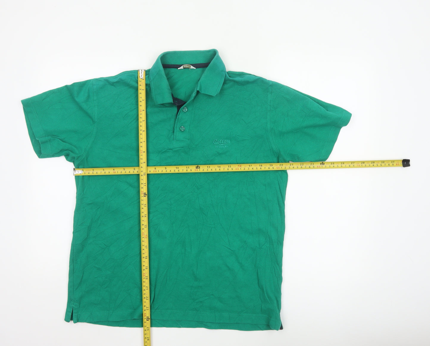 Cotton Traders Men's Green Short Sleeve Polo Shirt Size M