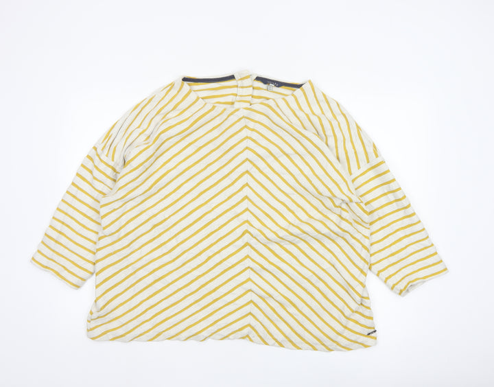 Joules Women’s Yellow Striped Cotton Tunic Blouse UK 20